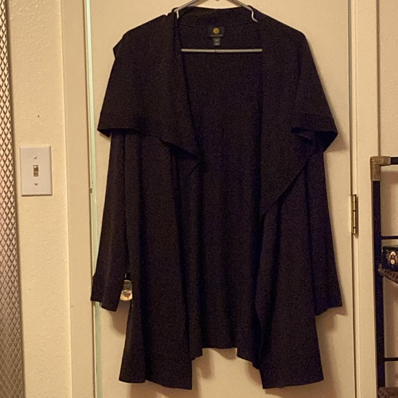 NWOT JM Collection Chocolate Brown, Wide Collar Drapes to Front. Size PXXL. - Picture 2 of 14